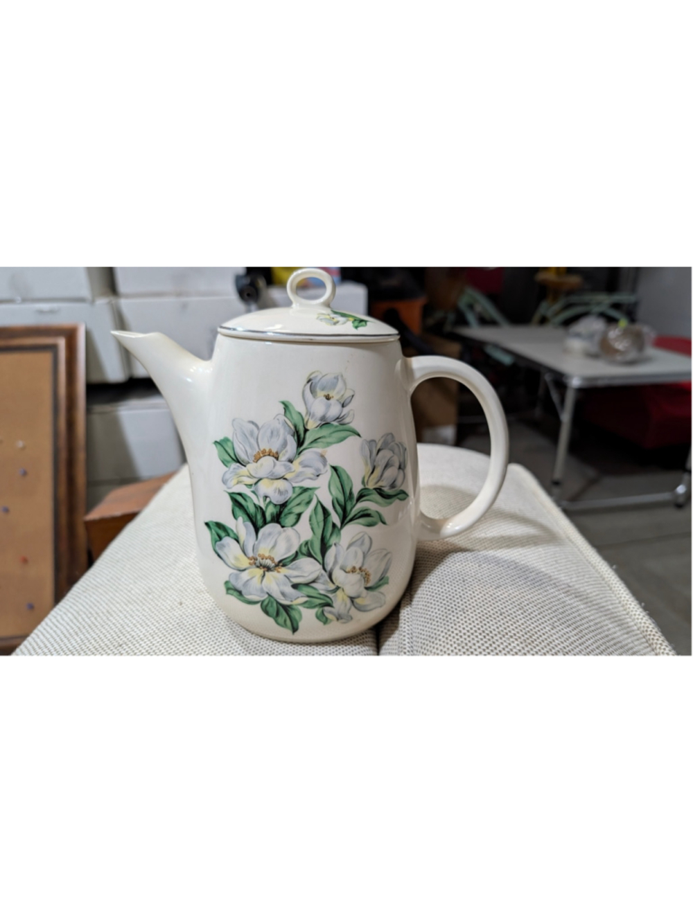 Vintage mid-century ceramic coffee or tall tea pot by Sylva C, 8 x 8 inches